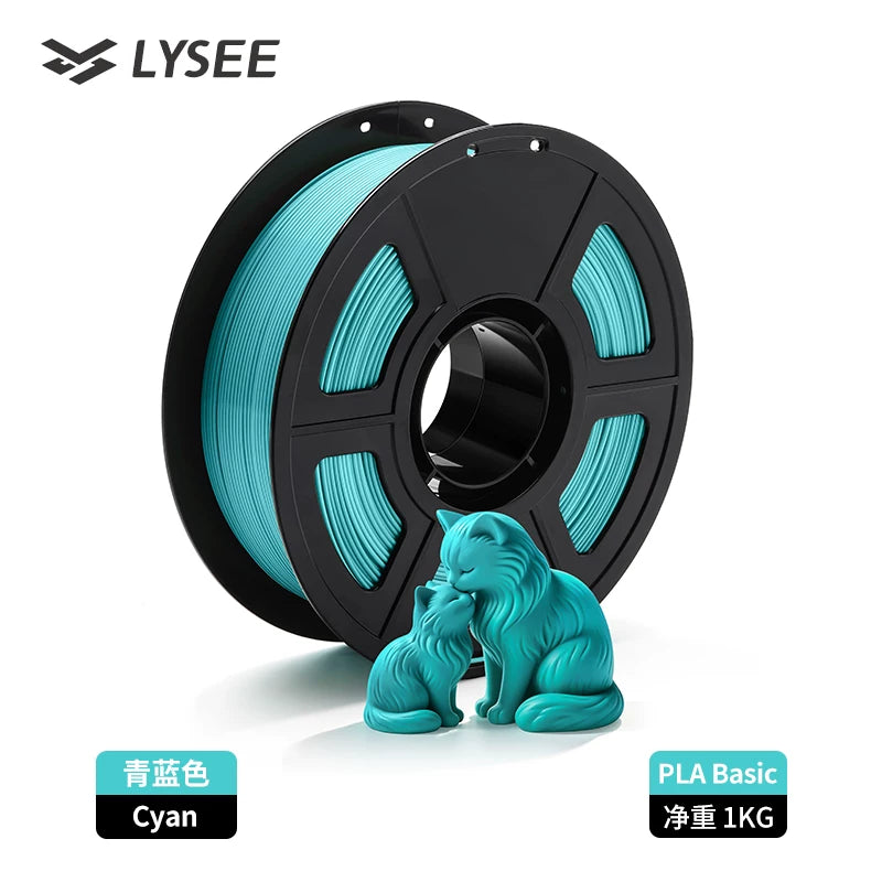 LYSEE PLA Basic 3D Printing Filament, Regular 1.75mm, 1kg Spool High Toughness & Easy Printing, Compatible with Bambu AMS